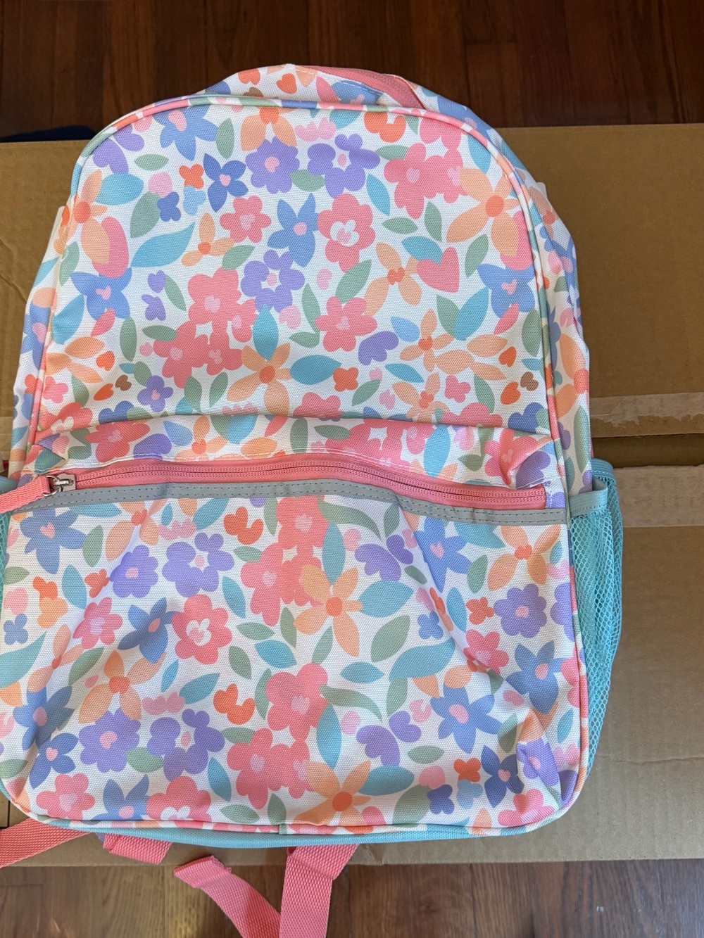 NWT:Kids 16 inches Floral Backpack in Pastel Pink, Blue, Purple w/ laptop sleeve